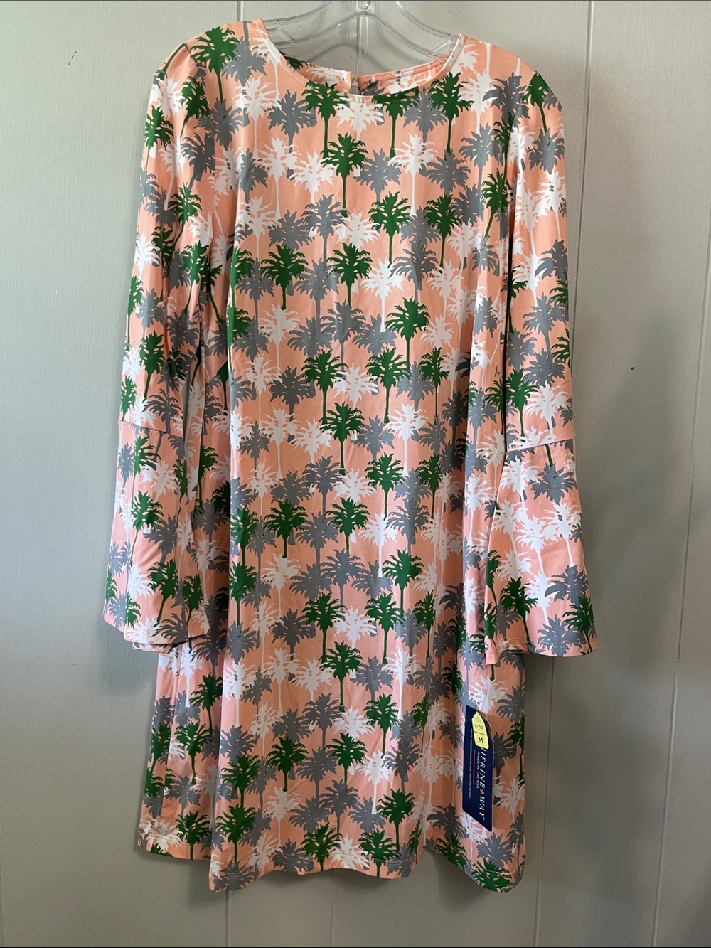 Katherine Way dress golf resort wear palm trees coastal Sz Mesium